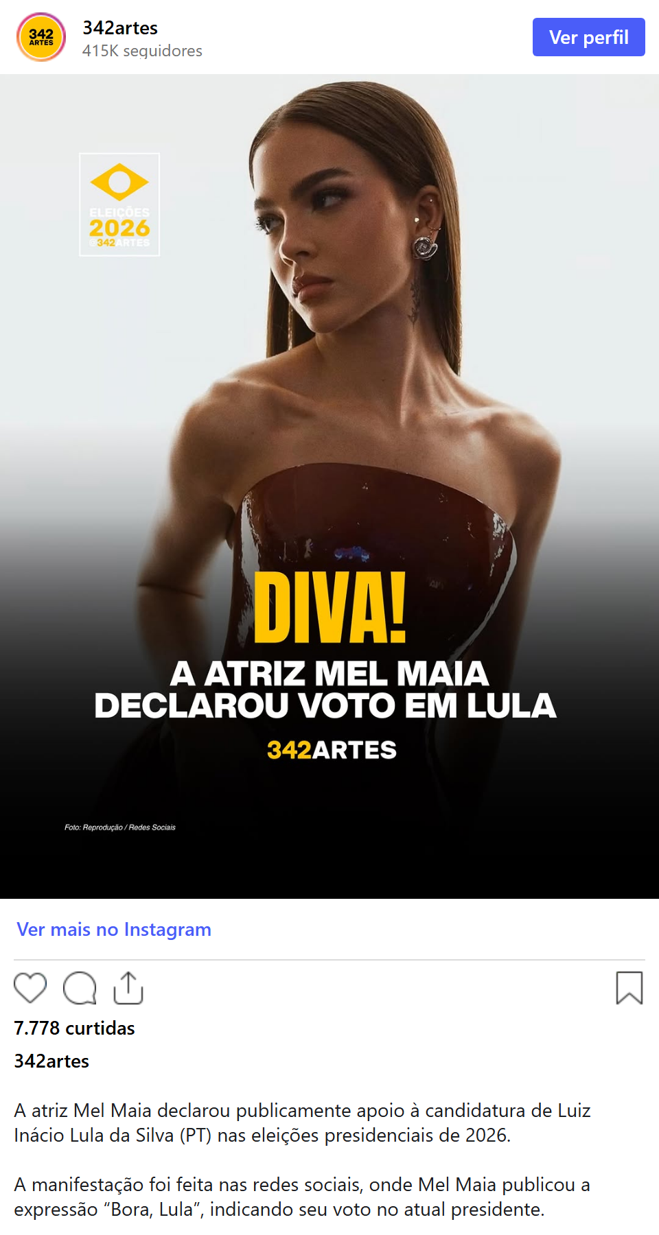 Print arquivado do post de Caetano Veloso em 03/10/2026