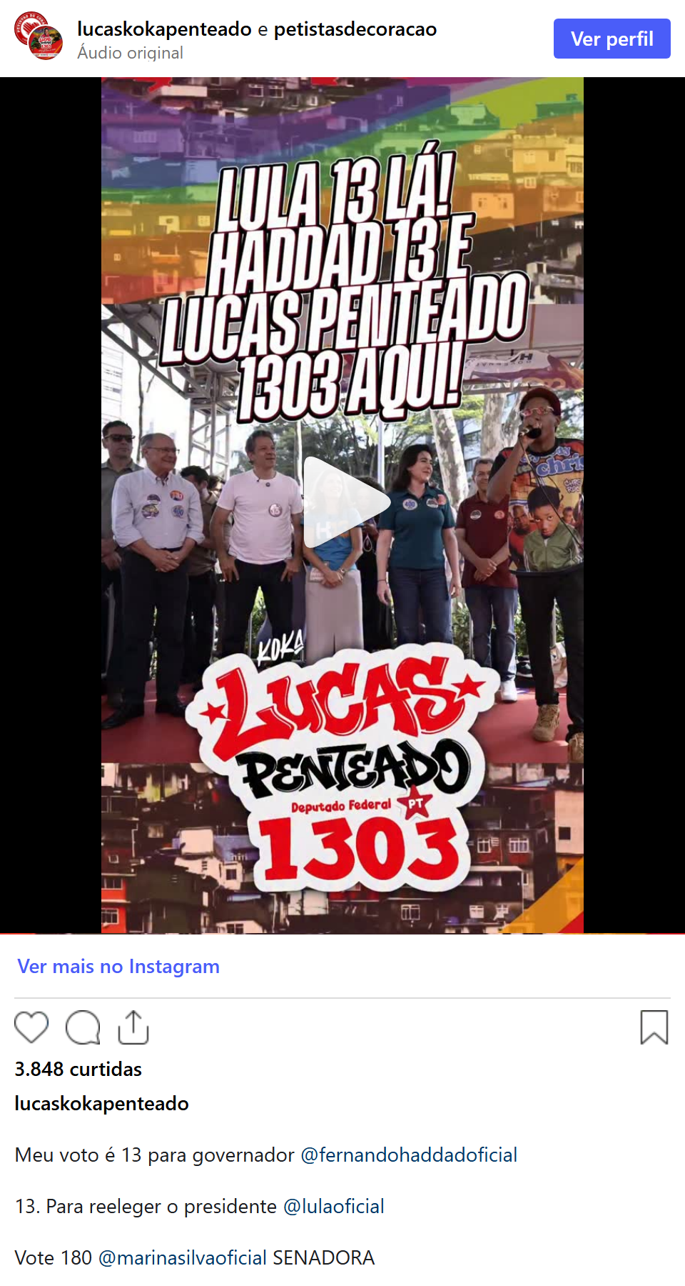 Print arquivado do post de Lucas Penteado em 02/10/2026