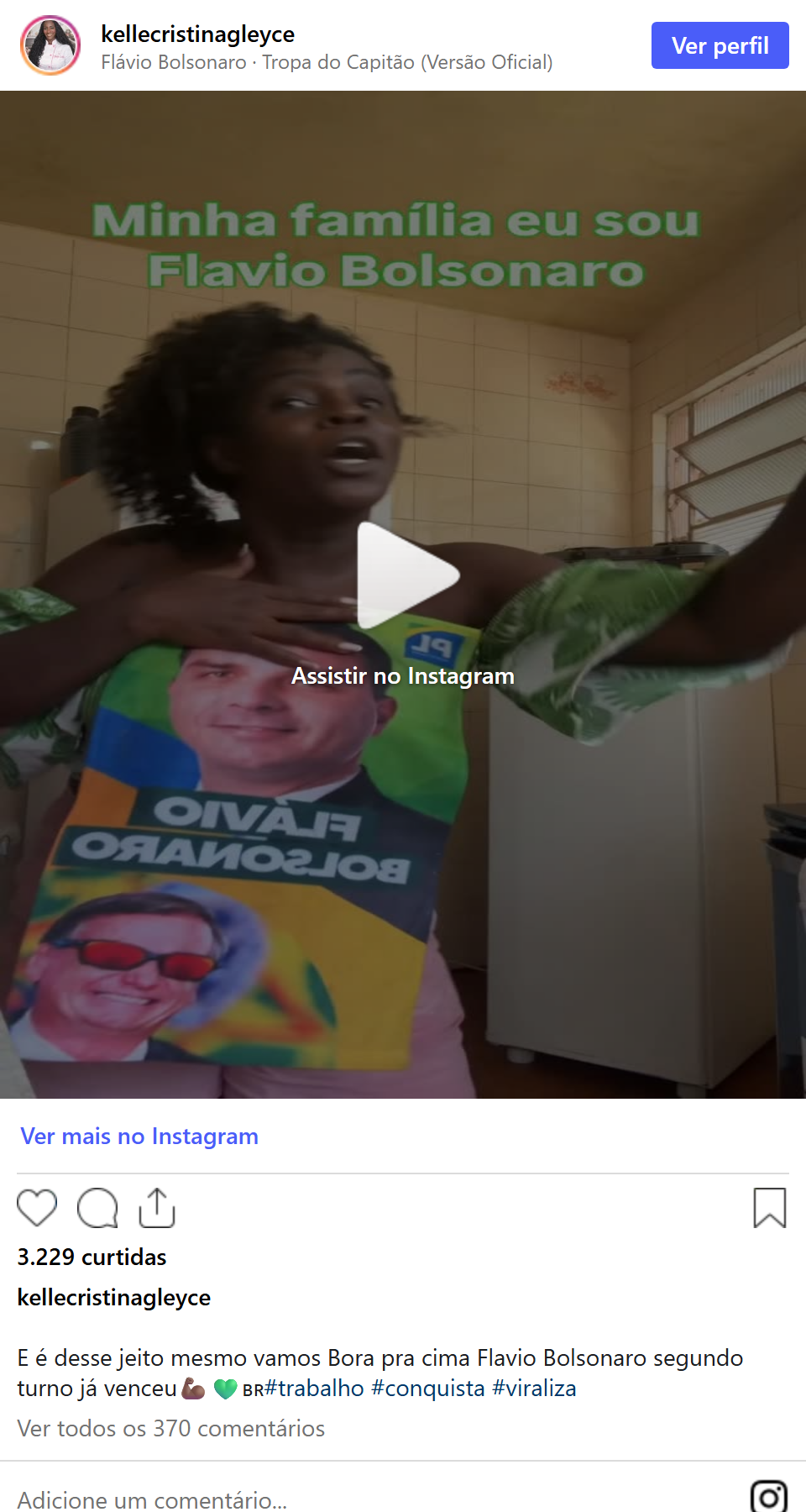 Print arquivado do post de Kelle Cristina em 09/10/2026