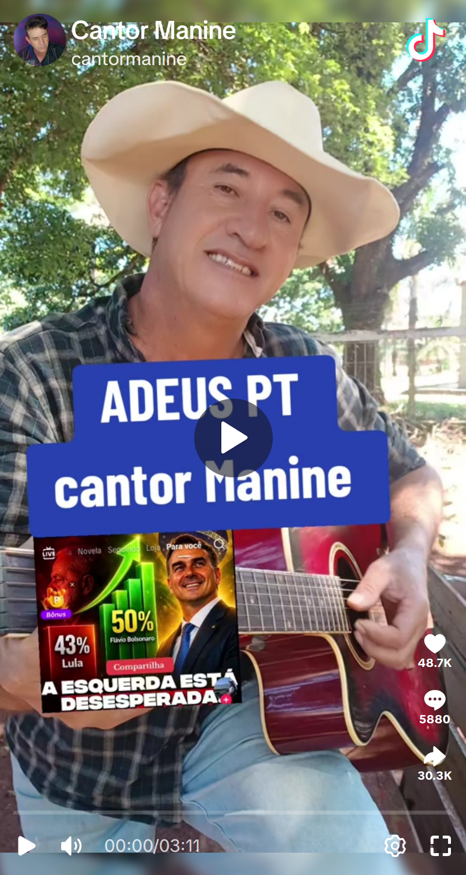 Print arquivado do post de Cantor Manine em 17/09/2026