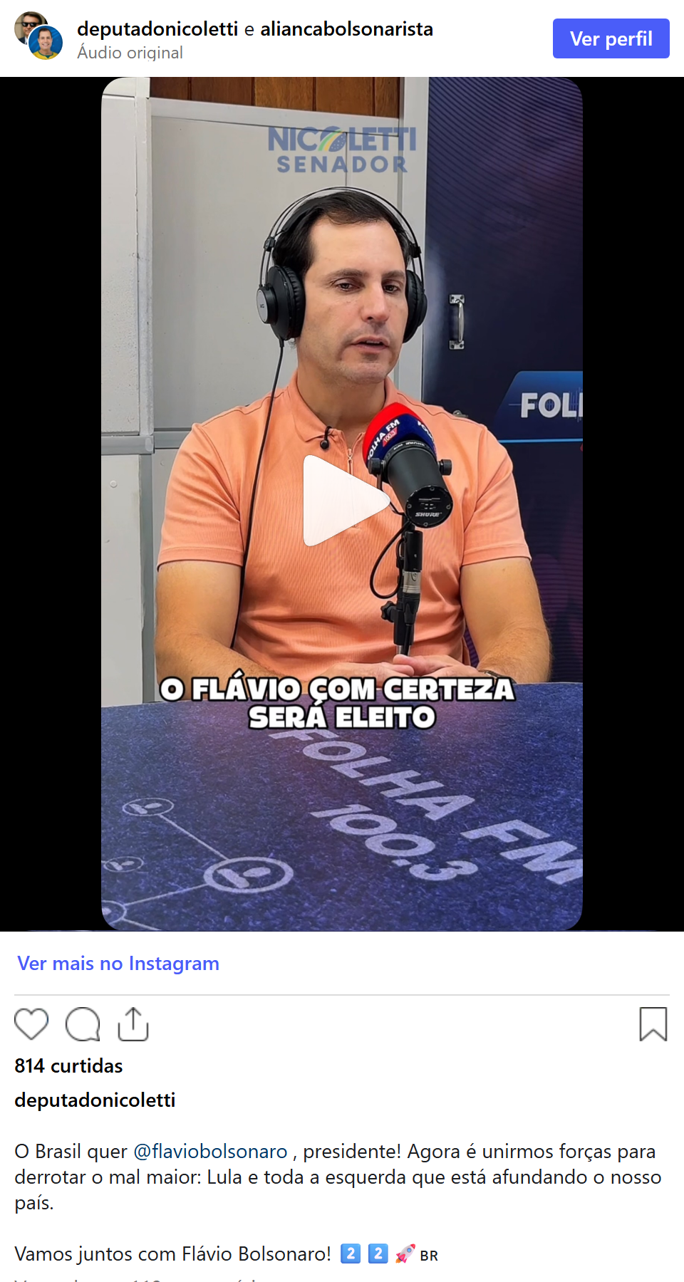 Print arquivado do post de Nicoletti em 05/10/2026