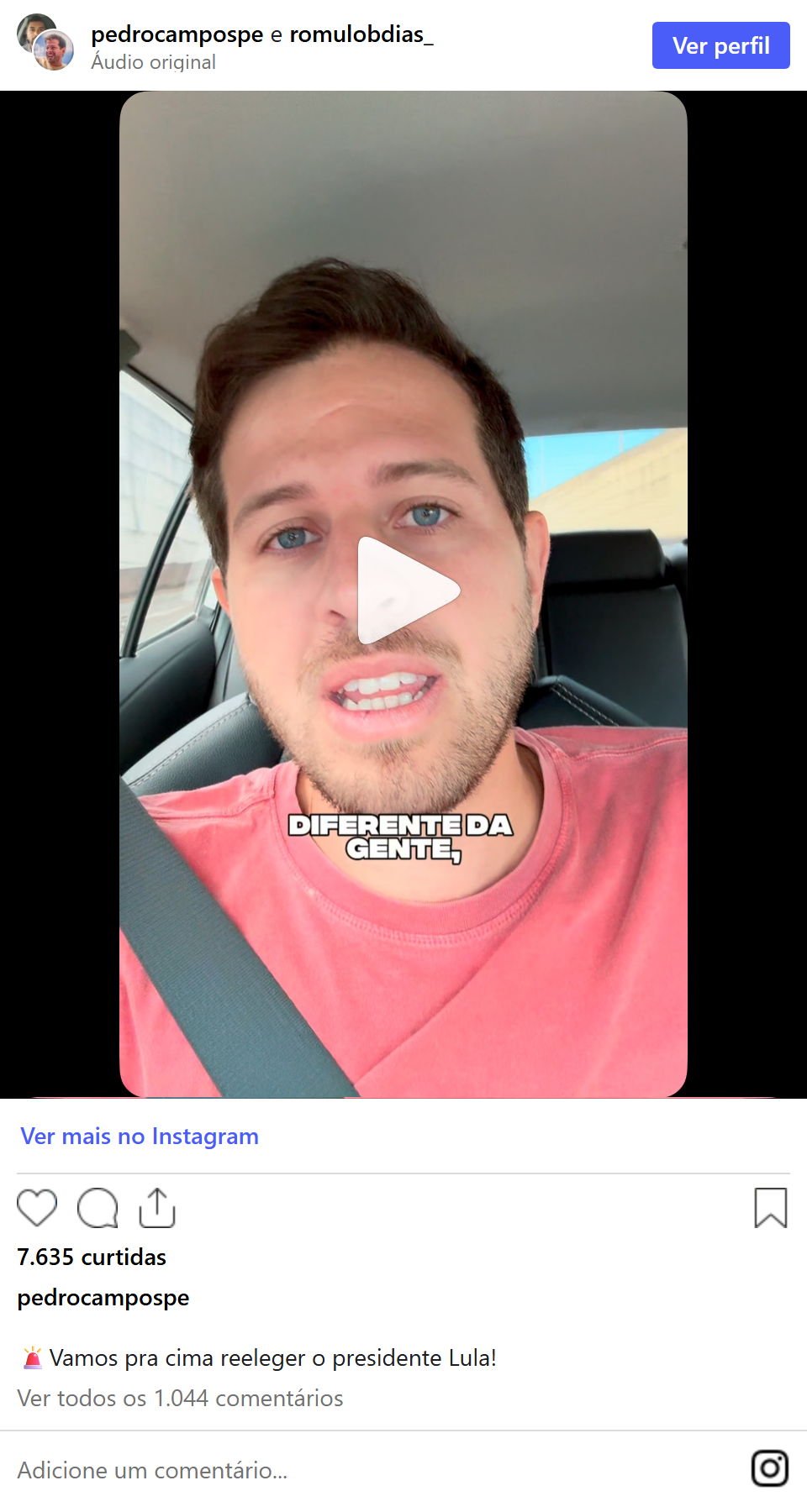 Print arquivado do post de Pedro Campos em 07/10/2026
