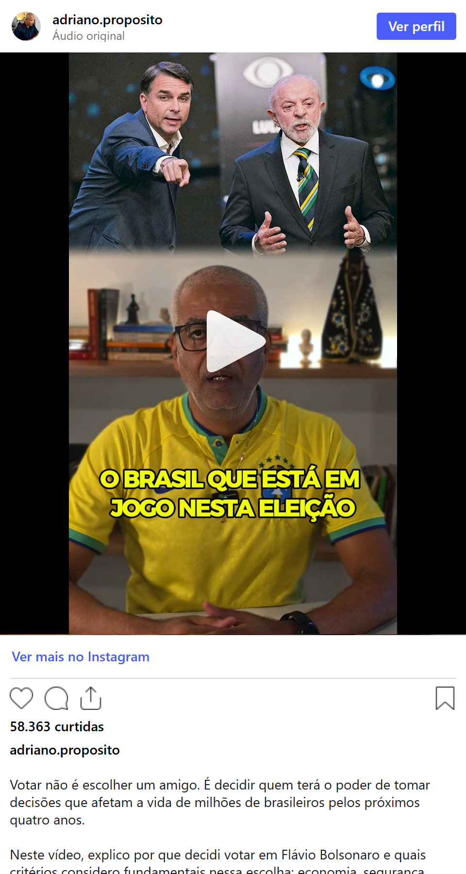 Print arquivado do post de Adriano Santos em 24/10/2026