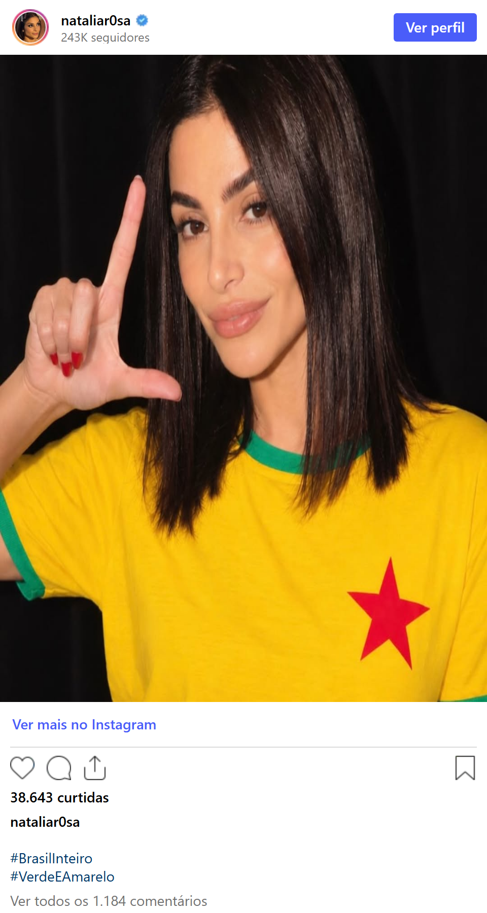 Print arquivado do post de Natália Rosa em 17/10/2026
