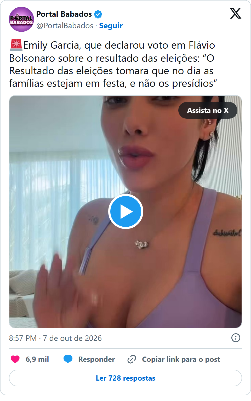 Print arquivado do post de Emily Garcia em 07/10/2026