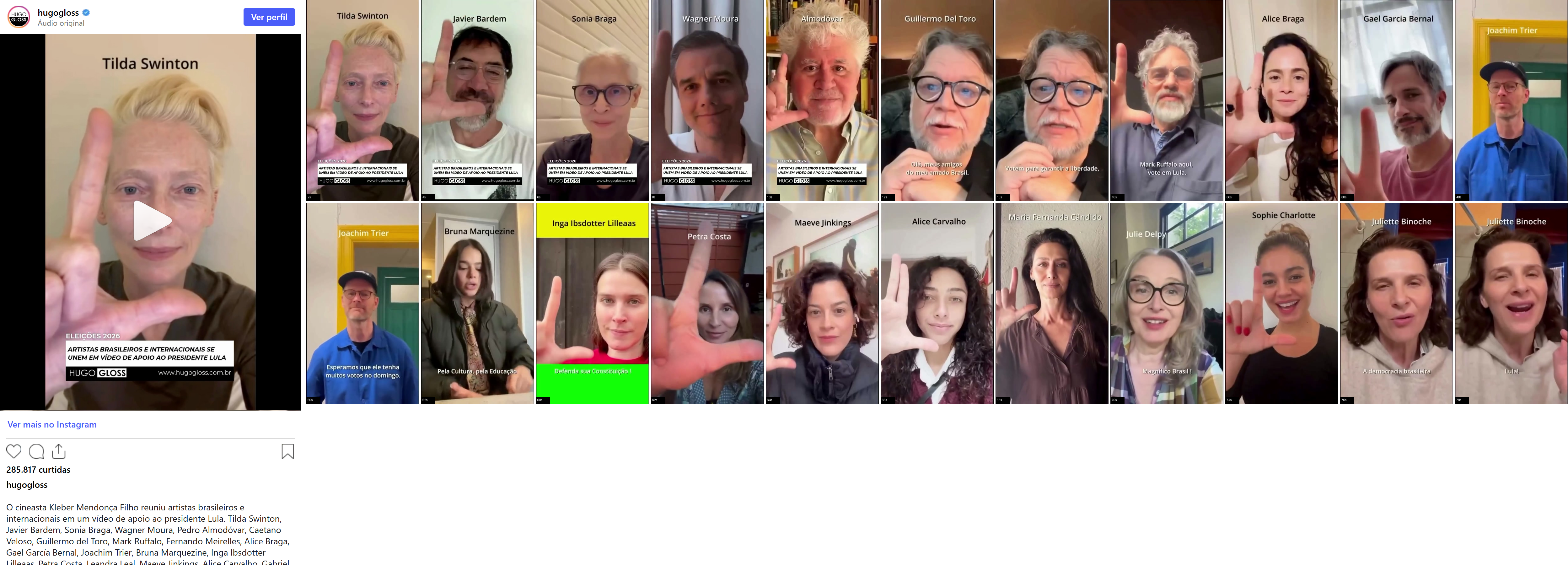 Print arquivado do post de Alice Braga em 23/10/2026