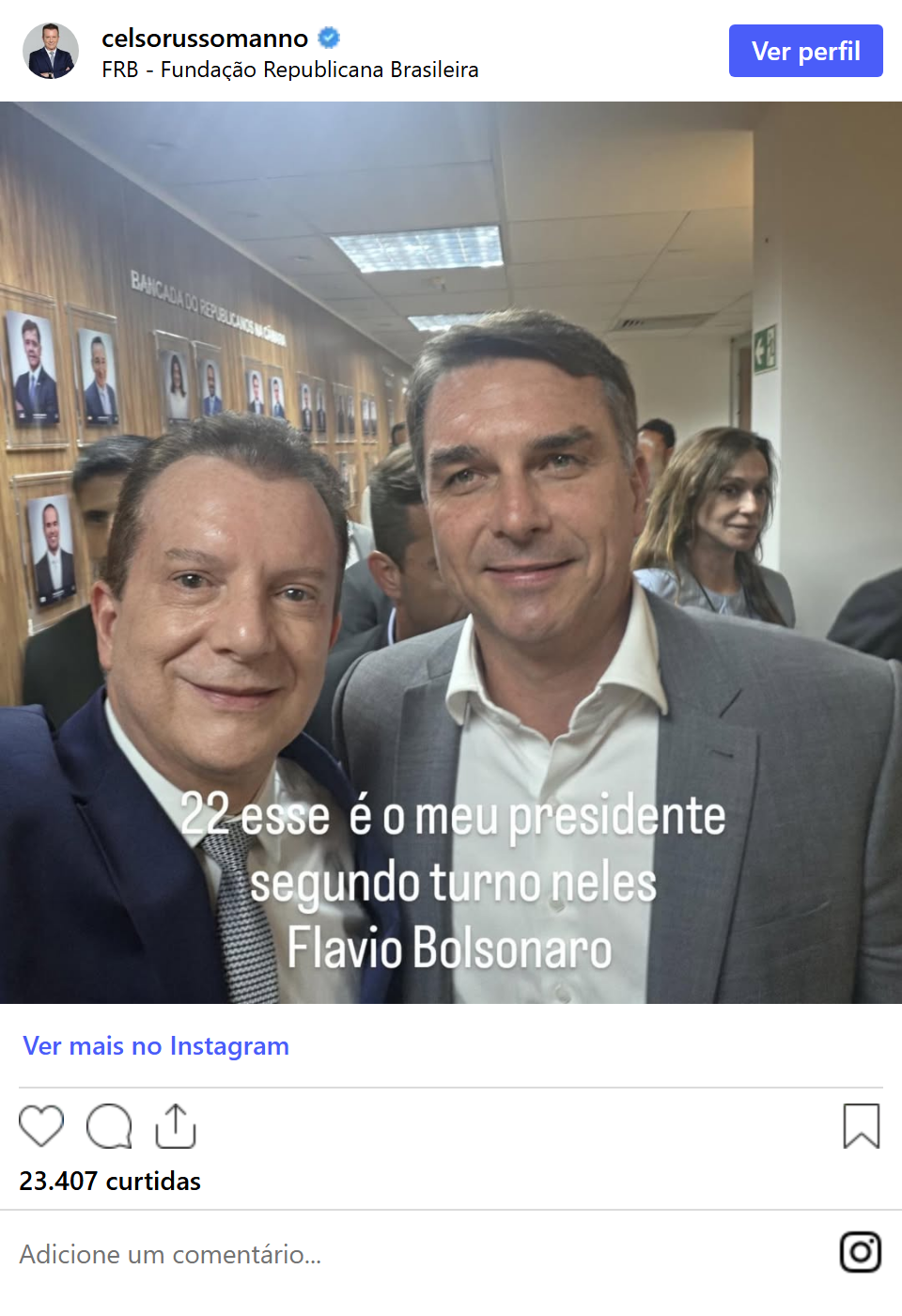 Print arquivado do post de Celso Russomanno em 07/10/2026