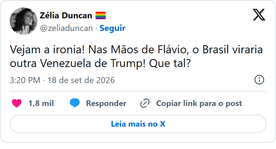Print arquivado do post de Zélia Duncan em 18/09/2026