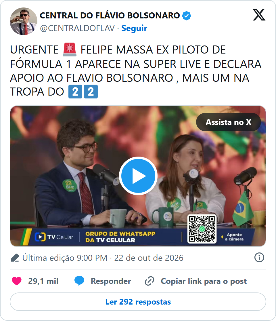 Print arquivado do post de Felipe Massa em 22/10/2026