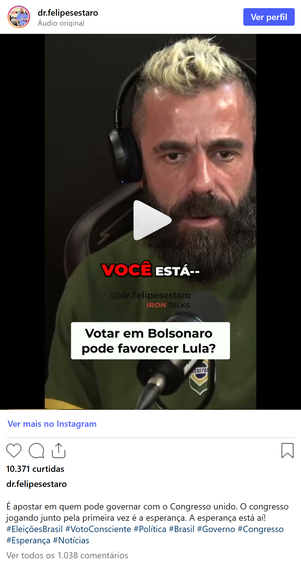 Print arquivado do post de Felipe Sestaro em 09/10/2026
