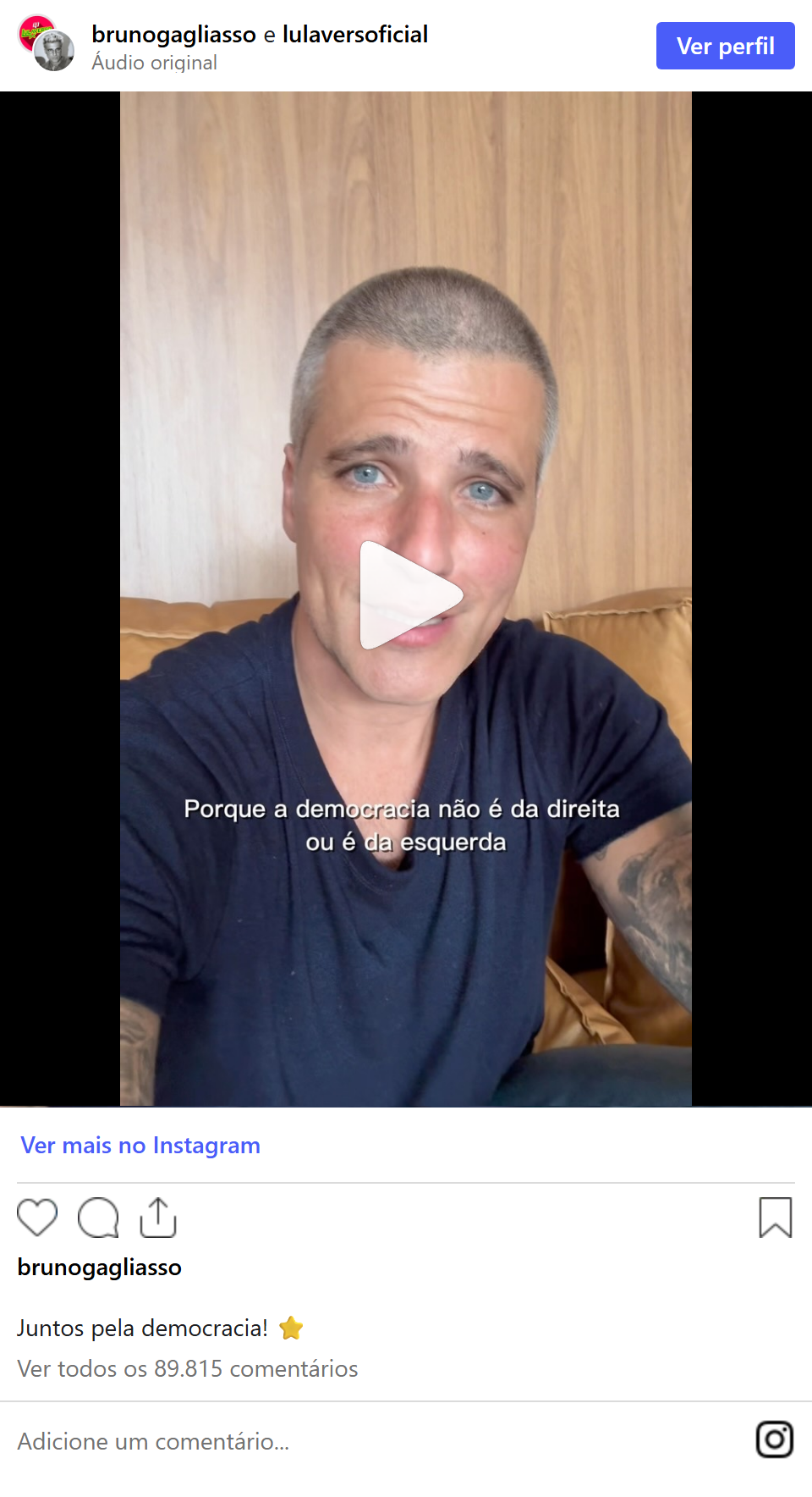 Print arquivado do post de Bruno Gagliasso em 13/10/2026
