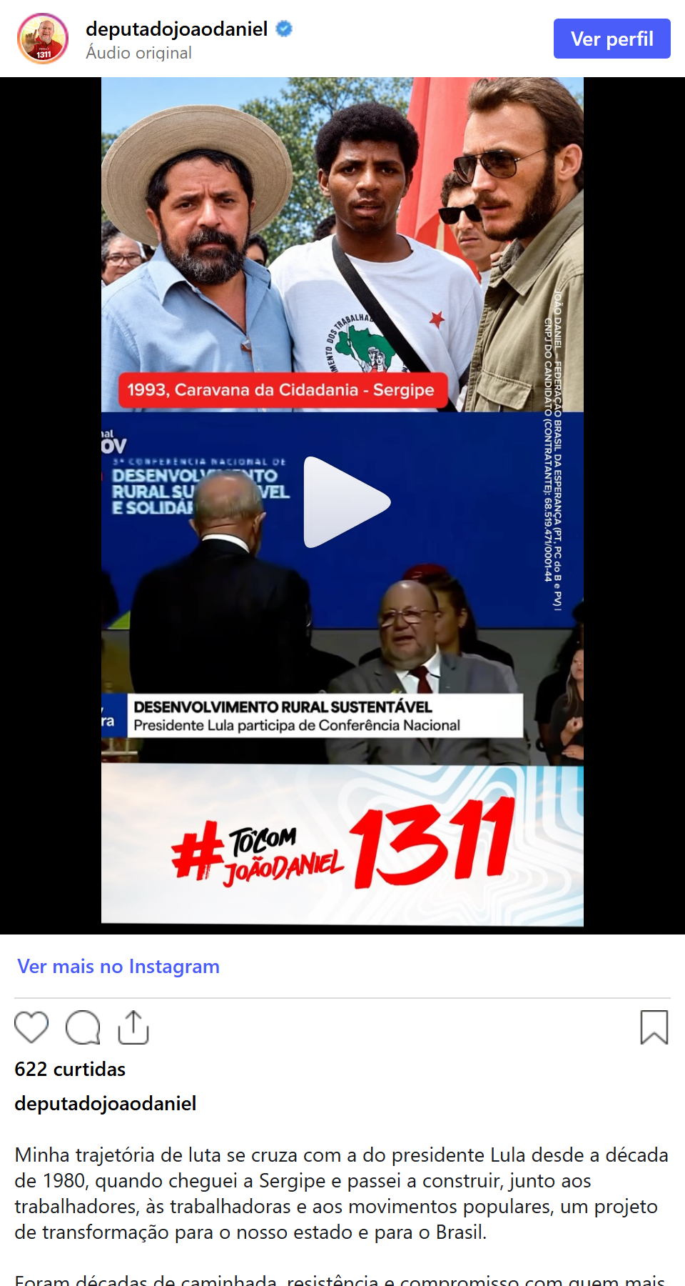 Print arquivado do post de João Daniel em 03/10/2026