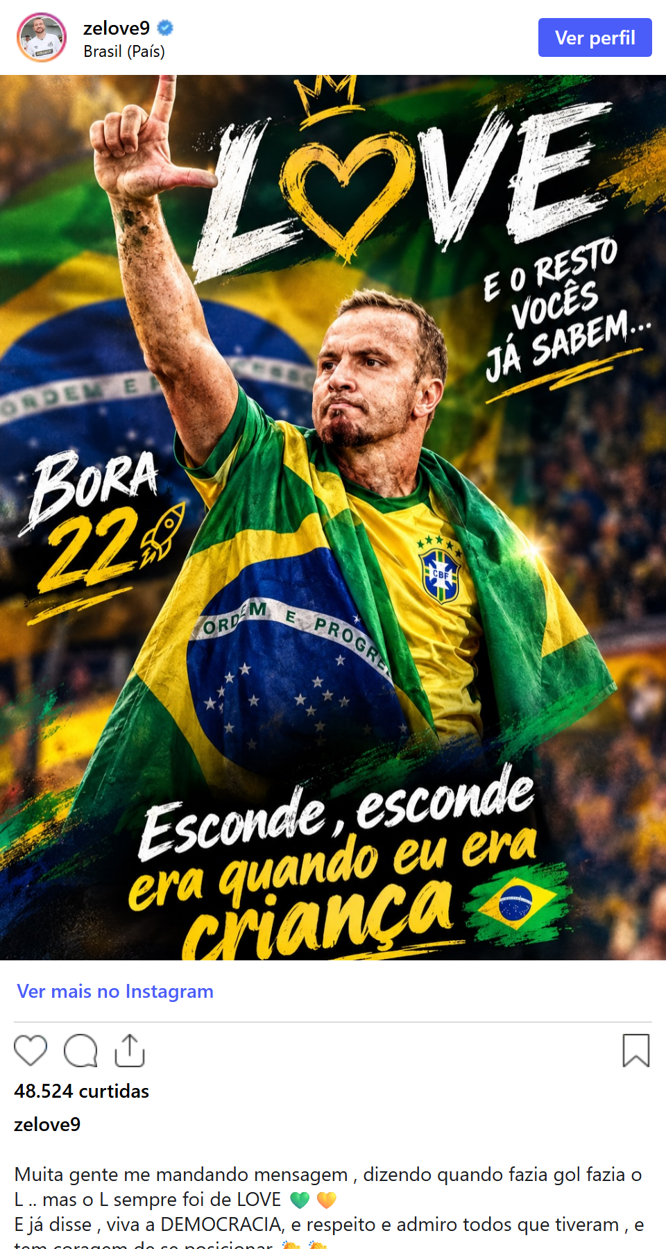 Print arquivado do post de Zé Love em 18/10/2026