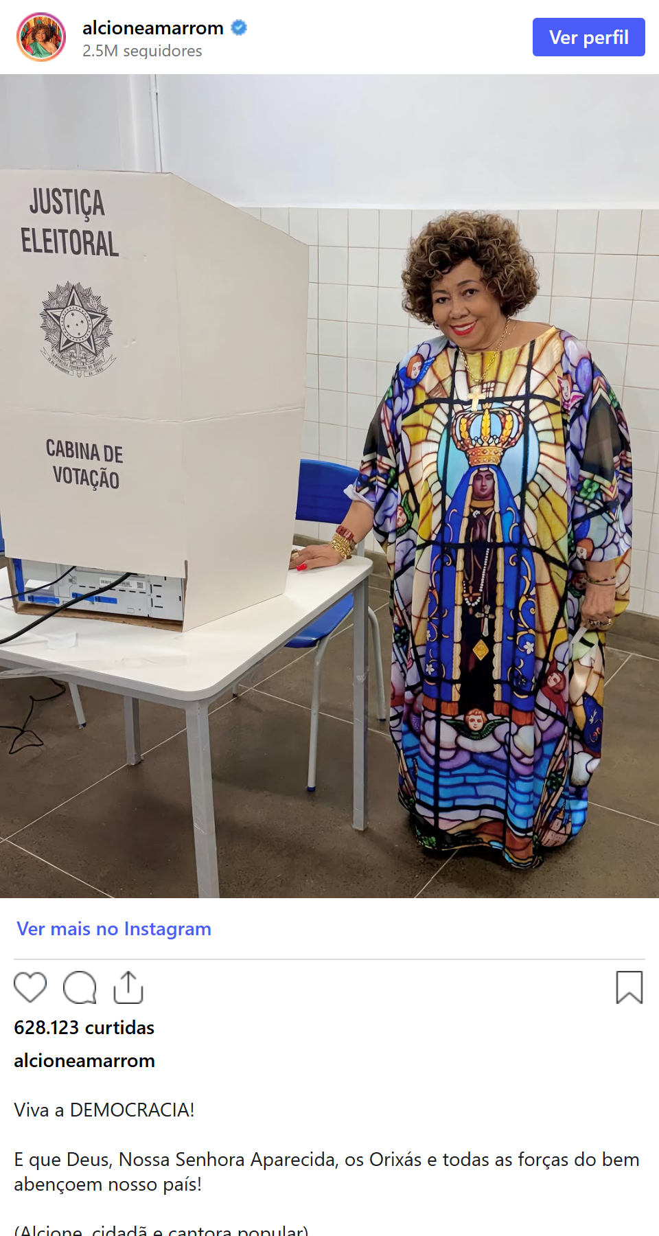 Print arquivado do post de Alcione em 04/10/2026