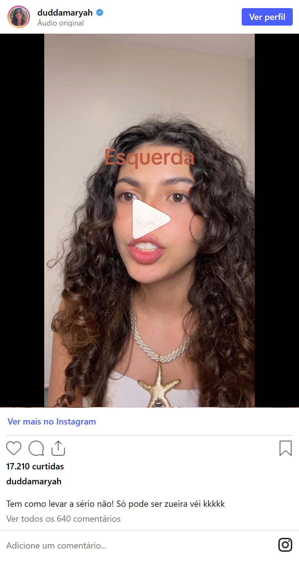 Print arquivado do post de Dudda Maryah em 09/10/2026
