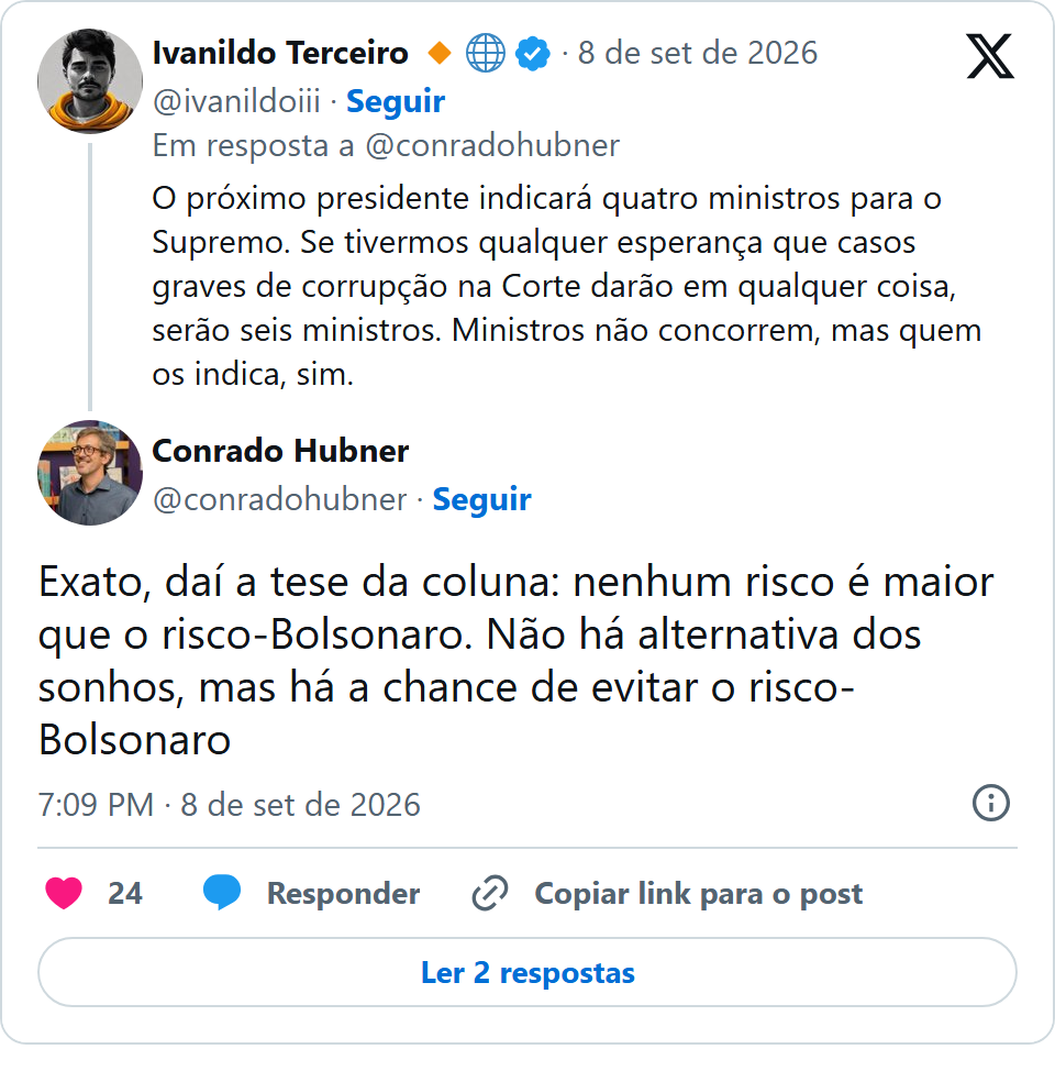 Print arquivado do post de Conrado Hübner Mendes em 08/09/2026