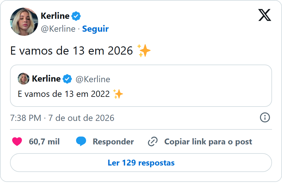 Print arquivado do post de Kerline em 07/10/2026