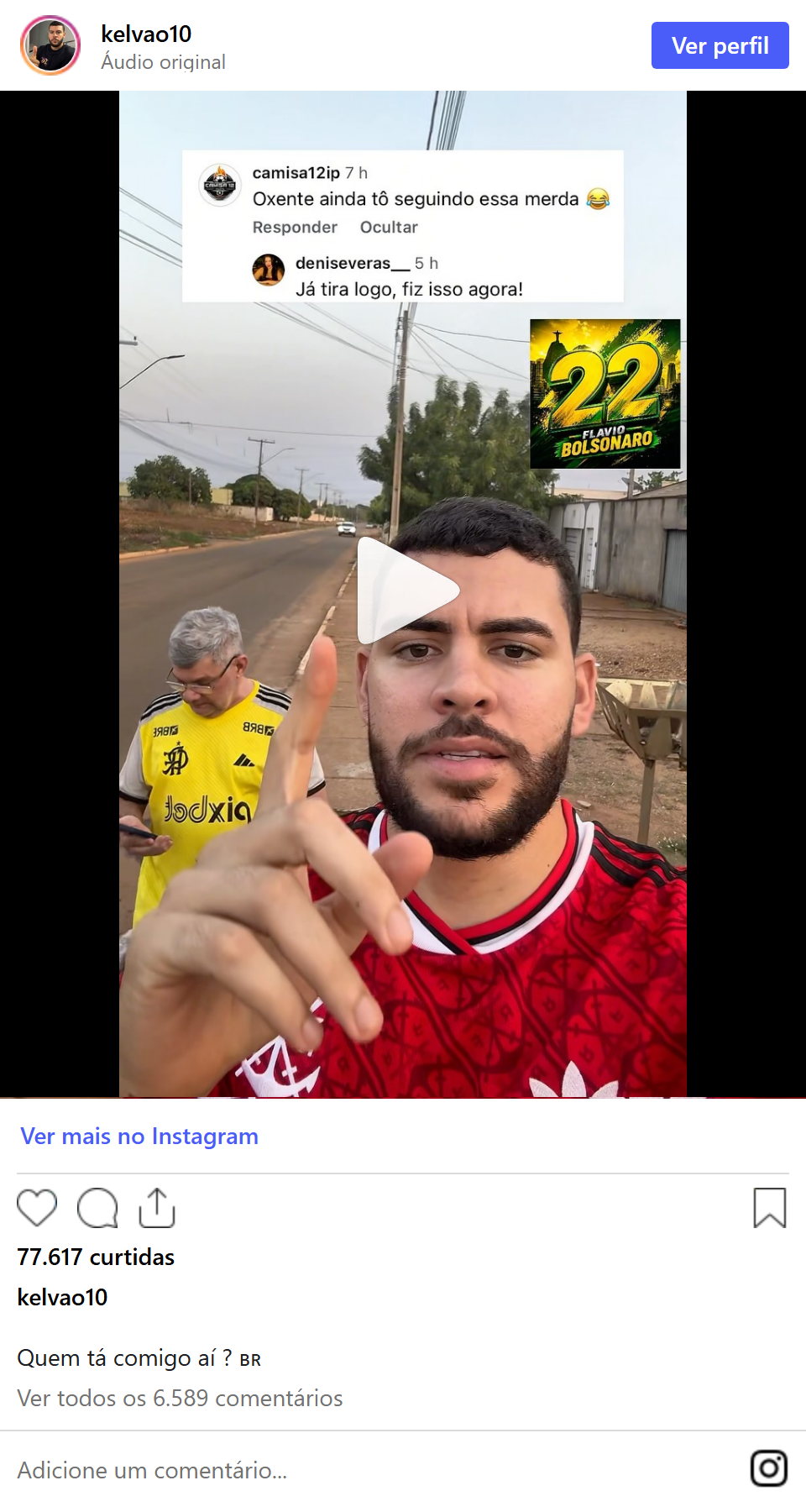 Print arquivado do post de Kelvão (Kelvin Nascimento Sabino) em 09/10/2026