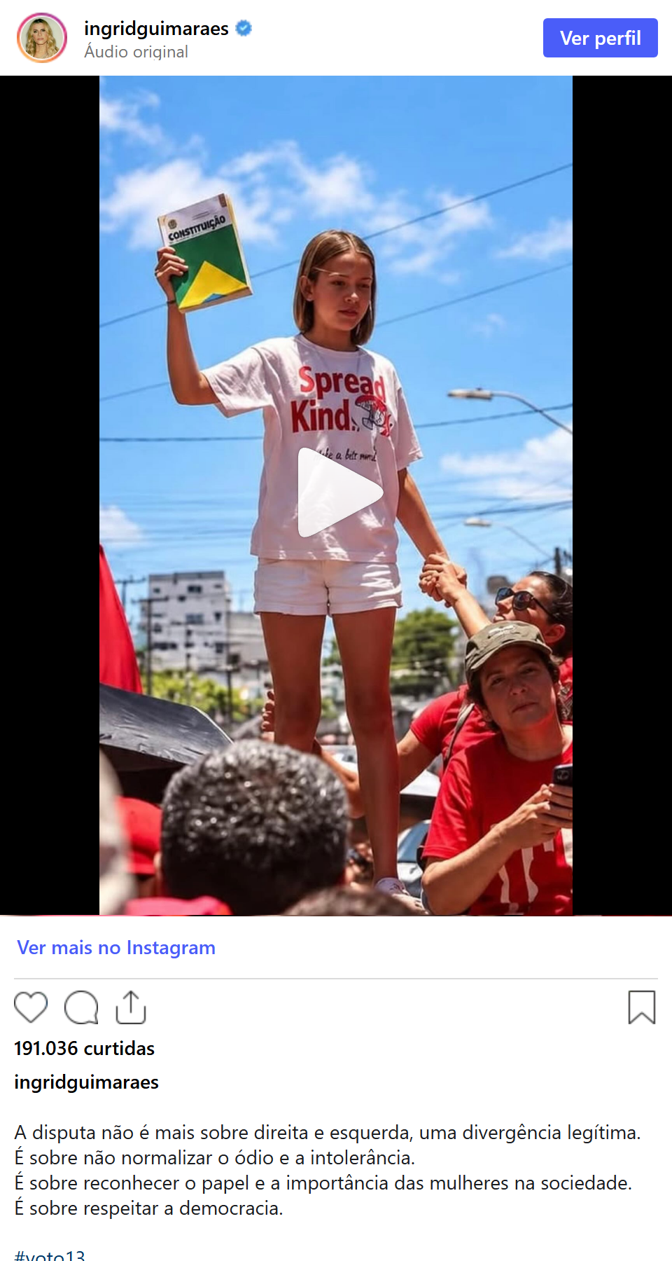 Print arquivado do post de Ingrid Guimarães em 13/10/2026