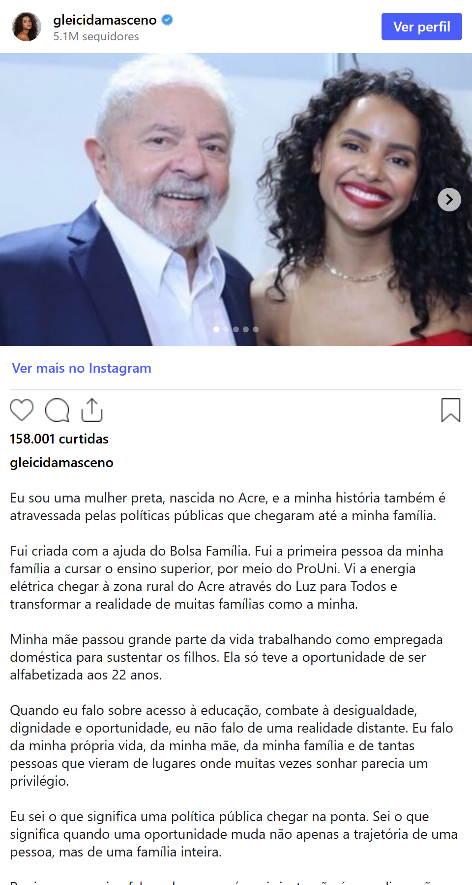 Print arquivado do post de Gleici Damasceno em 02/10/2026