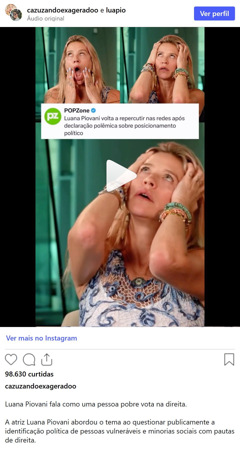 Print arquivado do post de Luana Piovani em 05/10/2026