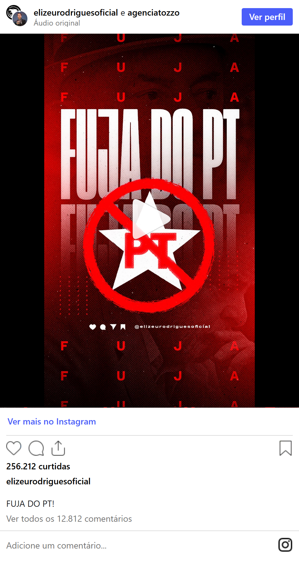 Print arquivado do post de Elizeu Rodrigues em 03/10/2026