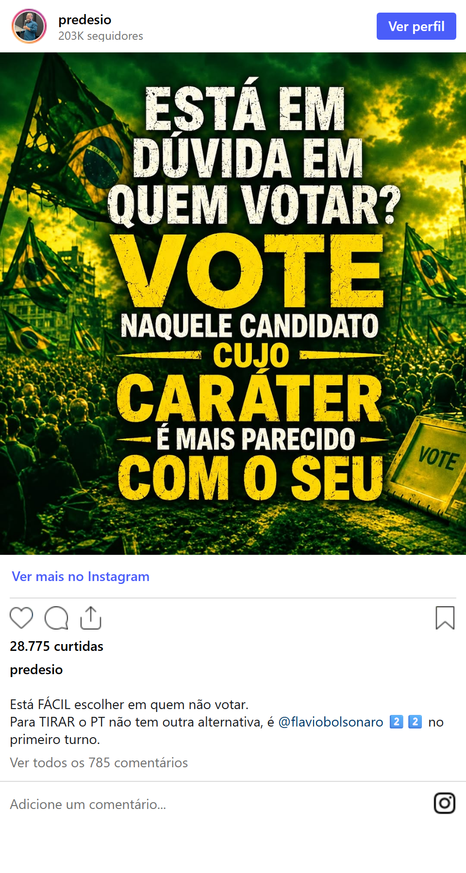 Print arquivado do post de Edésio de Oliveira em 25/09/2026