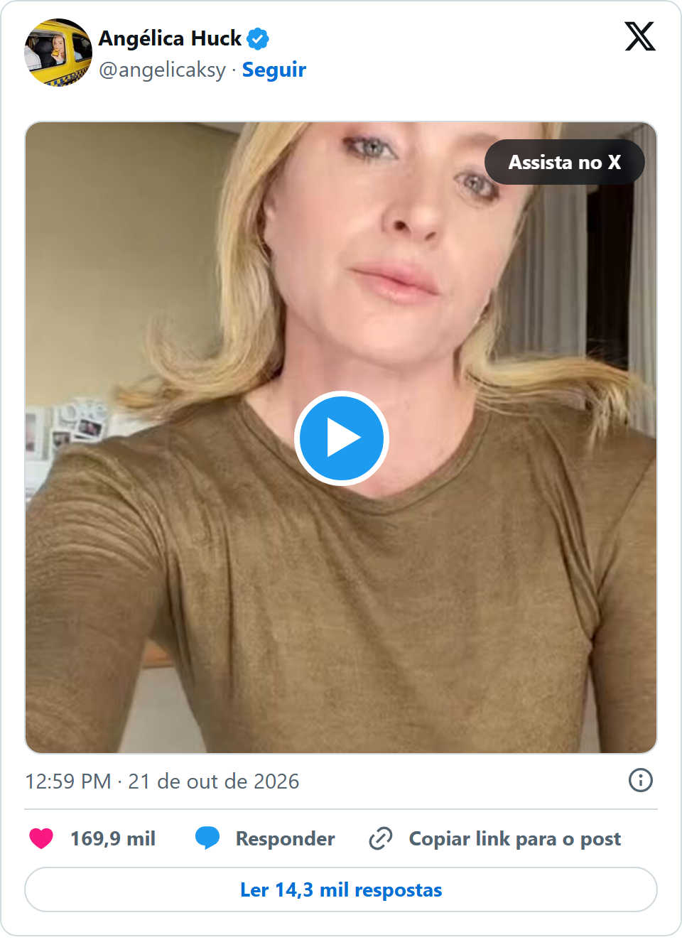 Print arquivado do post de Angélica em 21/10/2026