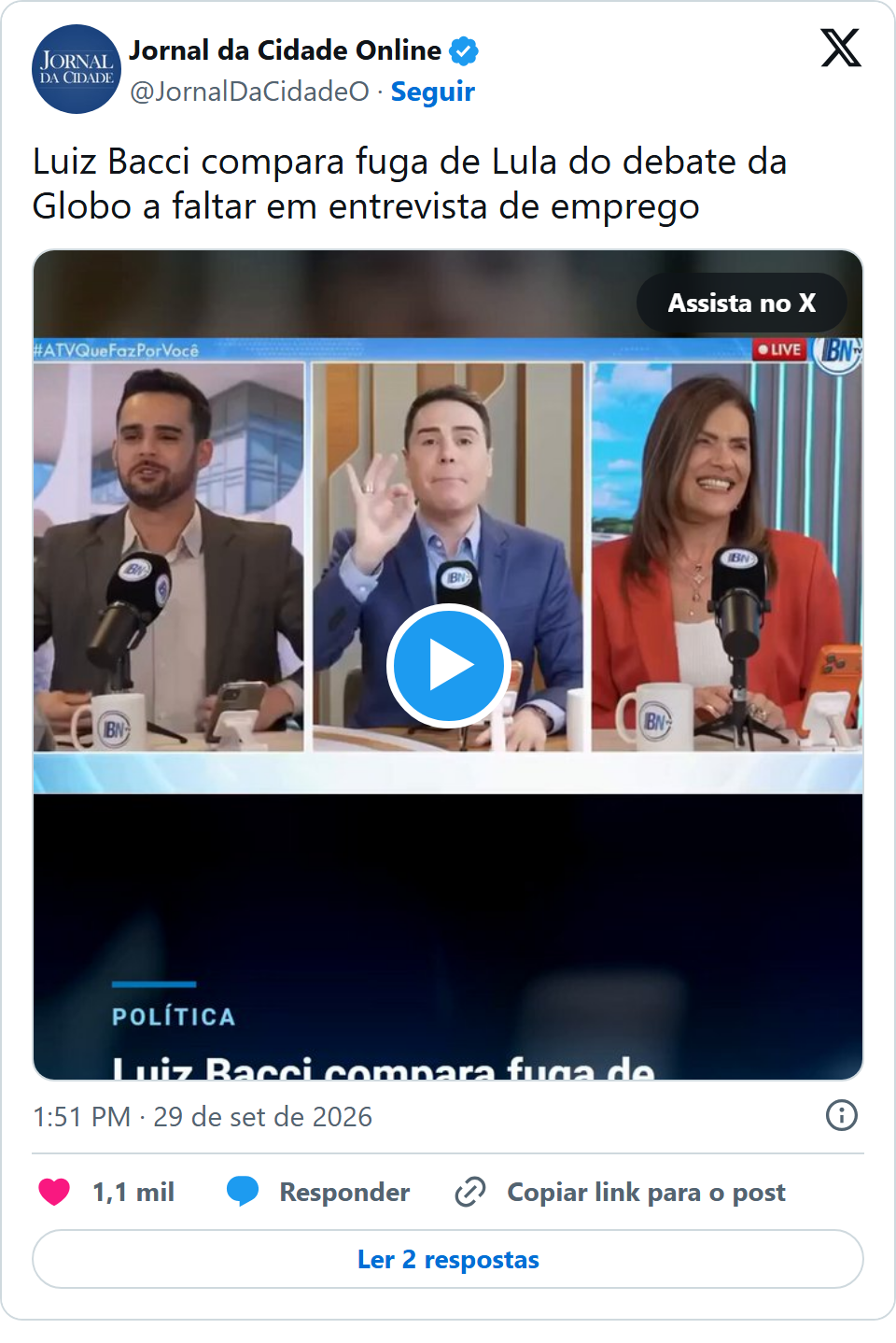 Print arquivado do post de Luiz Bacci em 29/09/2026