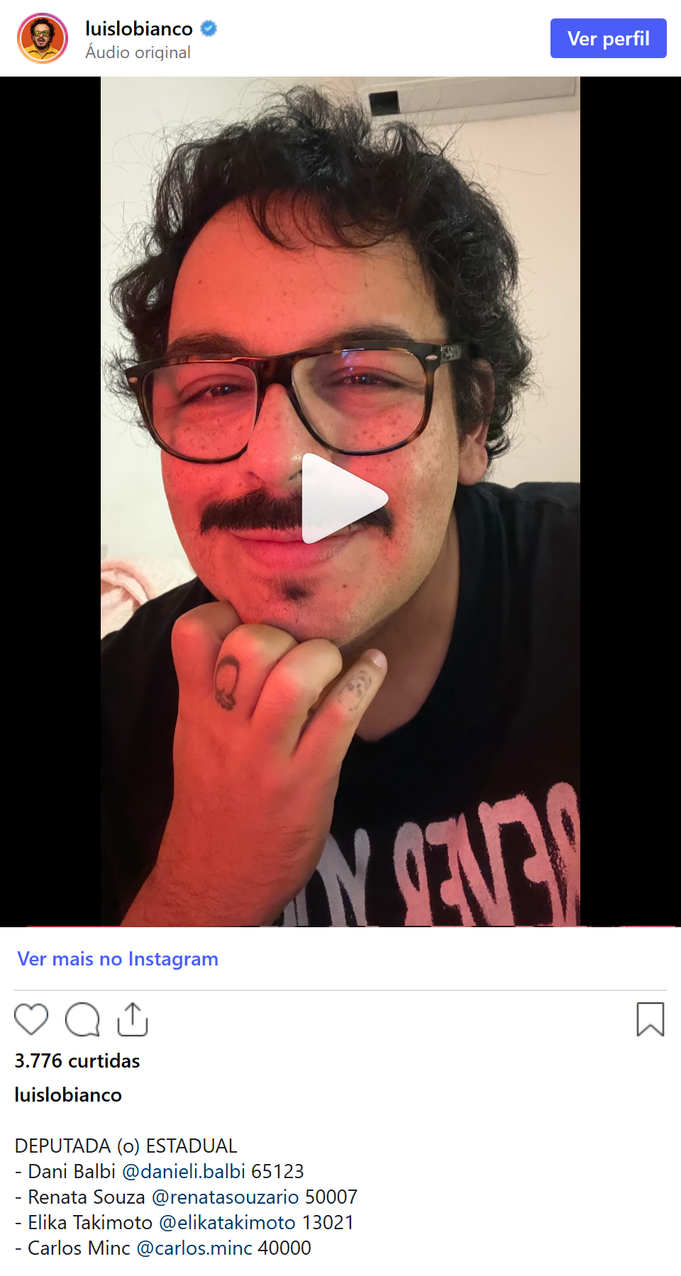 Print arquivado do post de Luis Lobianco em 03/10/2026