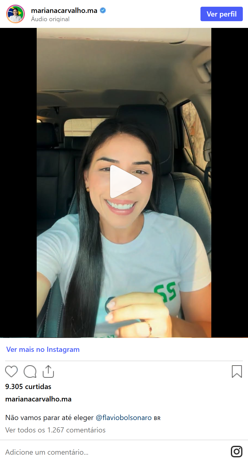 Print arquivado do post de Mariana Carvalho em 05/10/2026
