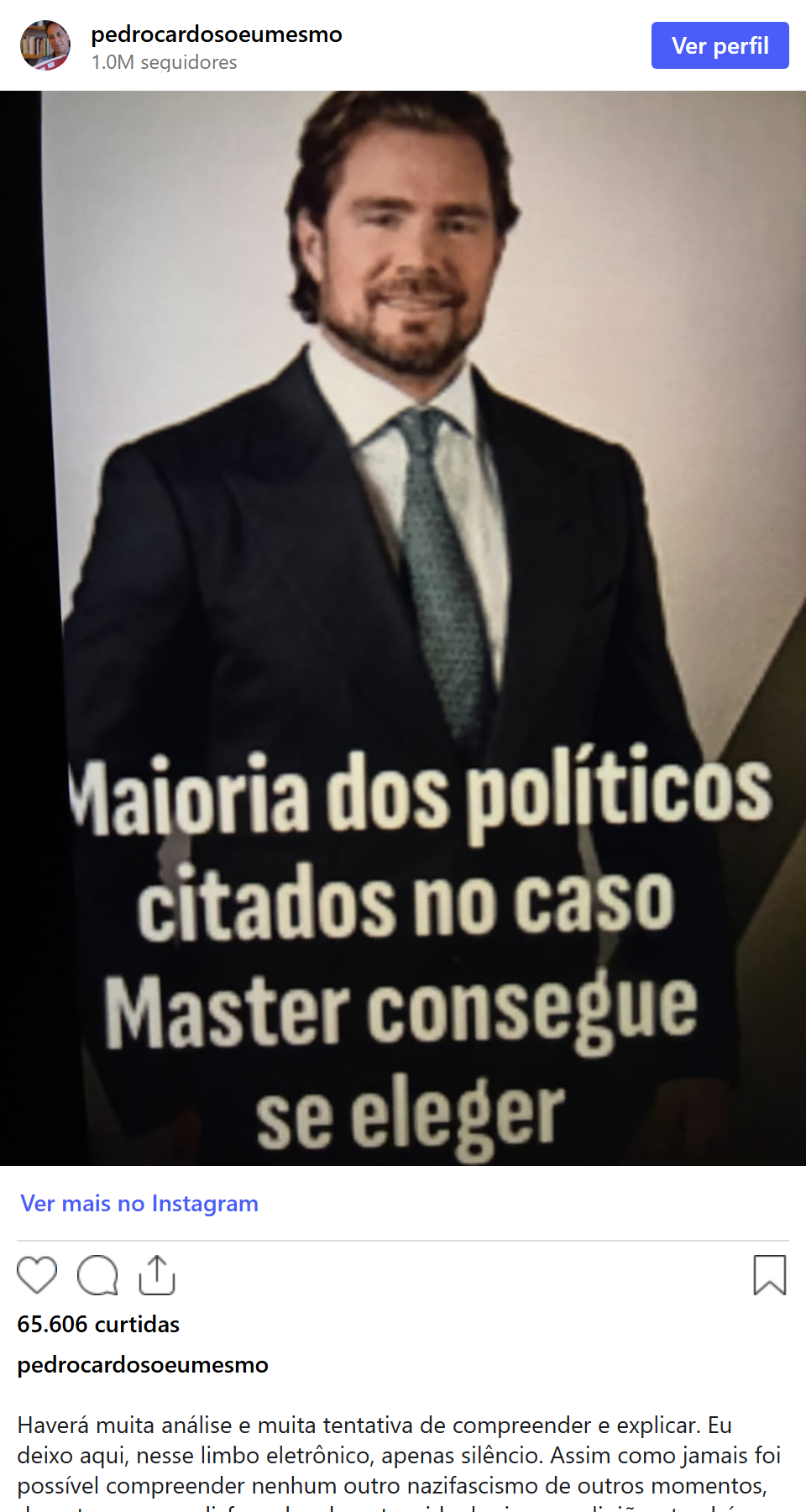 Print arquivado do post de Pedro Cardoso em 04/10/2026