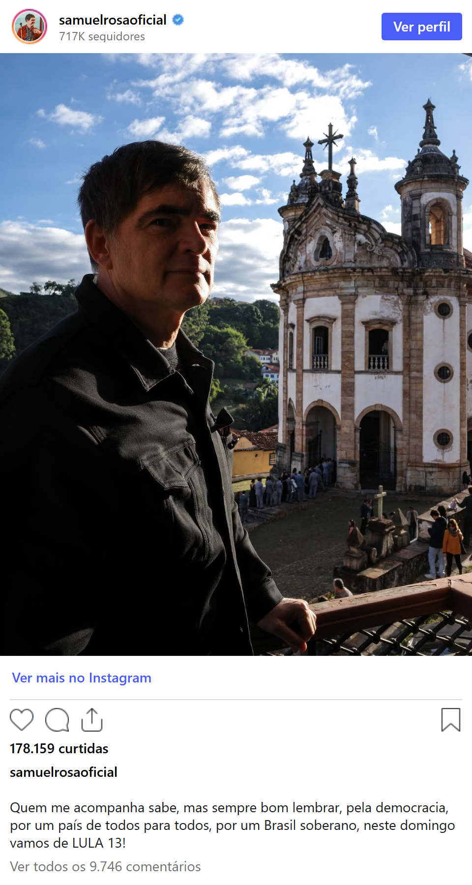 Print arquivado do post de Samuel Rosa em 03/10/2026