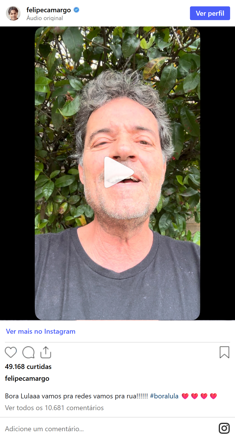 Print arquivado do post de Felipe Camargo em 21/09/2026