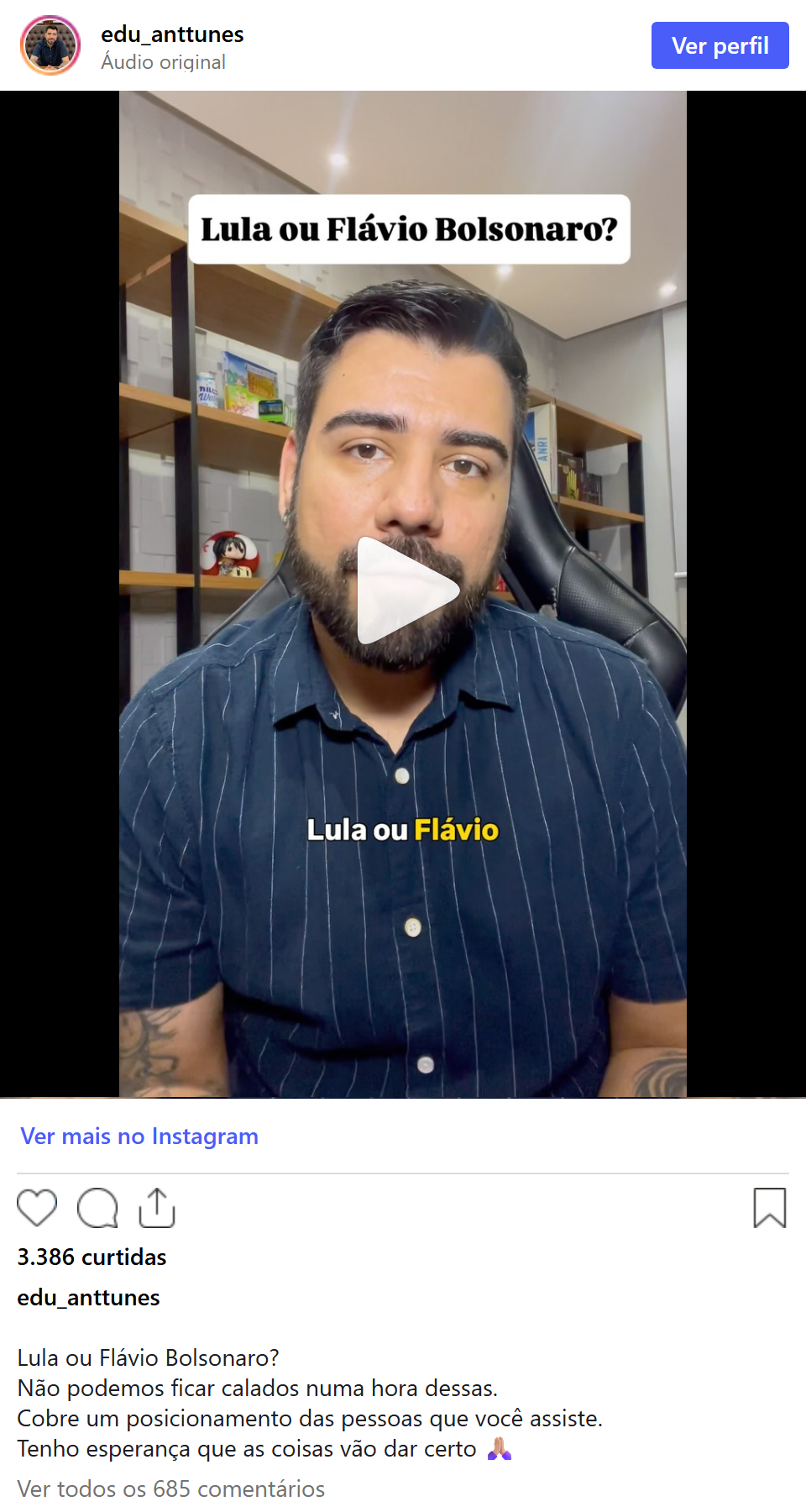 Print arquivado do post de Edu Anttunes em 12/10/2026