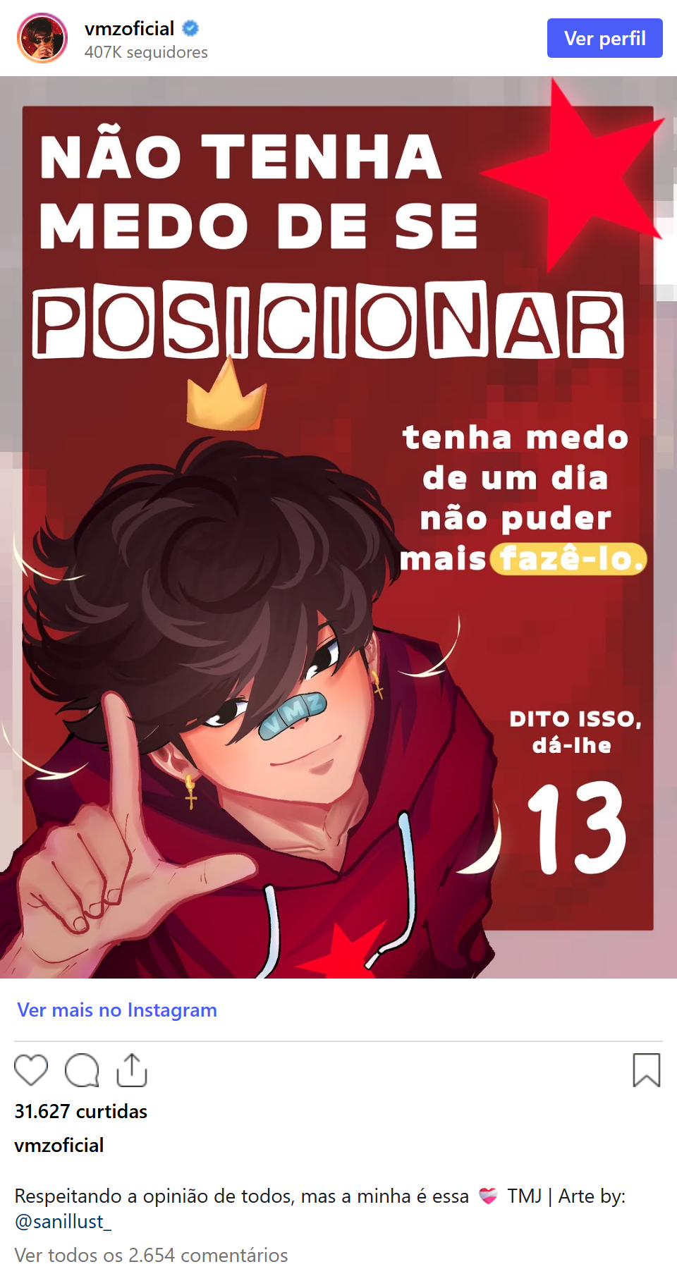 Print arquivado do post de VMZ em 17/10/2026