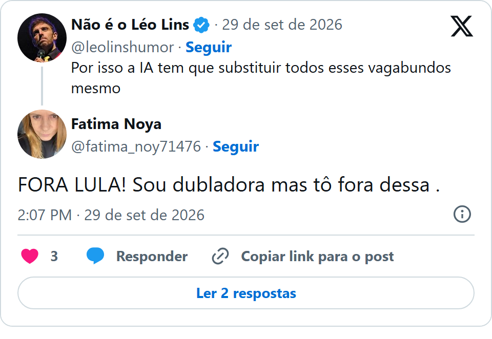 Print arquivado do post de Fátima Noya em 29/09/2026