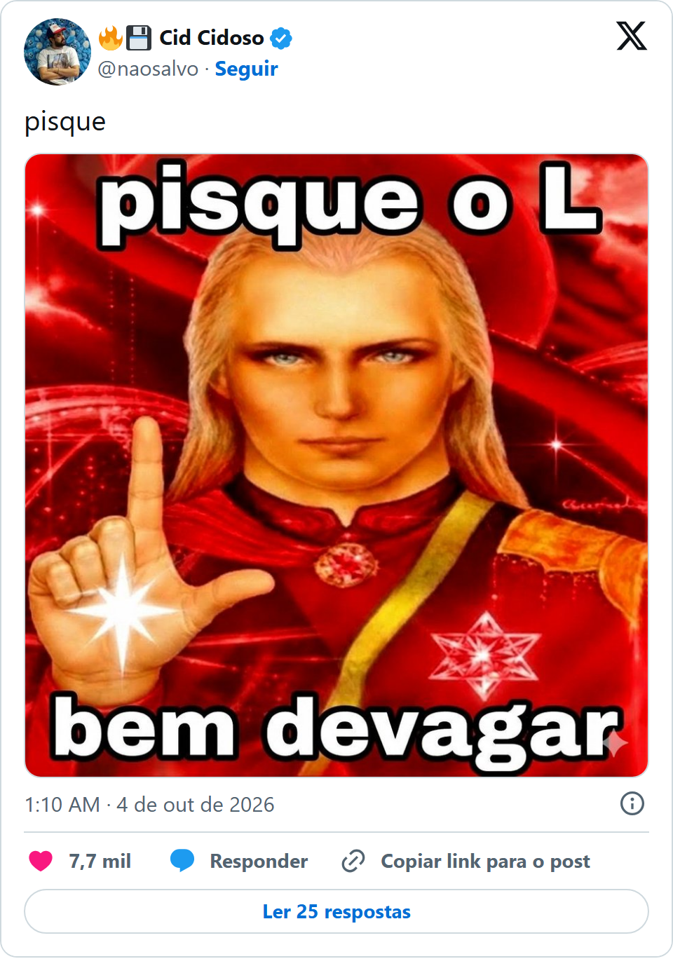 Print arquivado do post de Cid (Não Salvo) em 04/10/2026