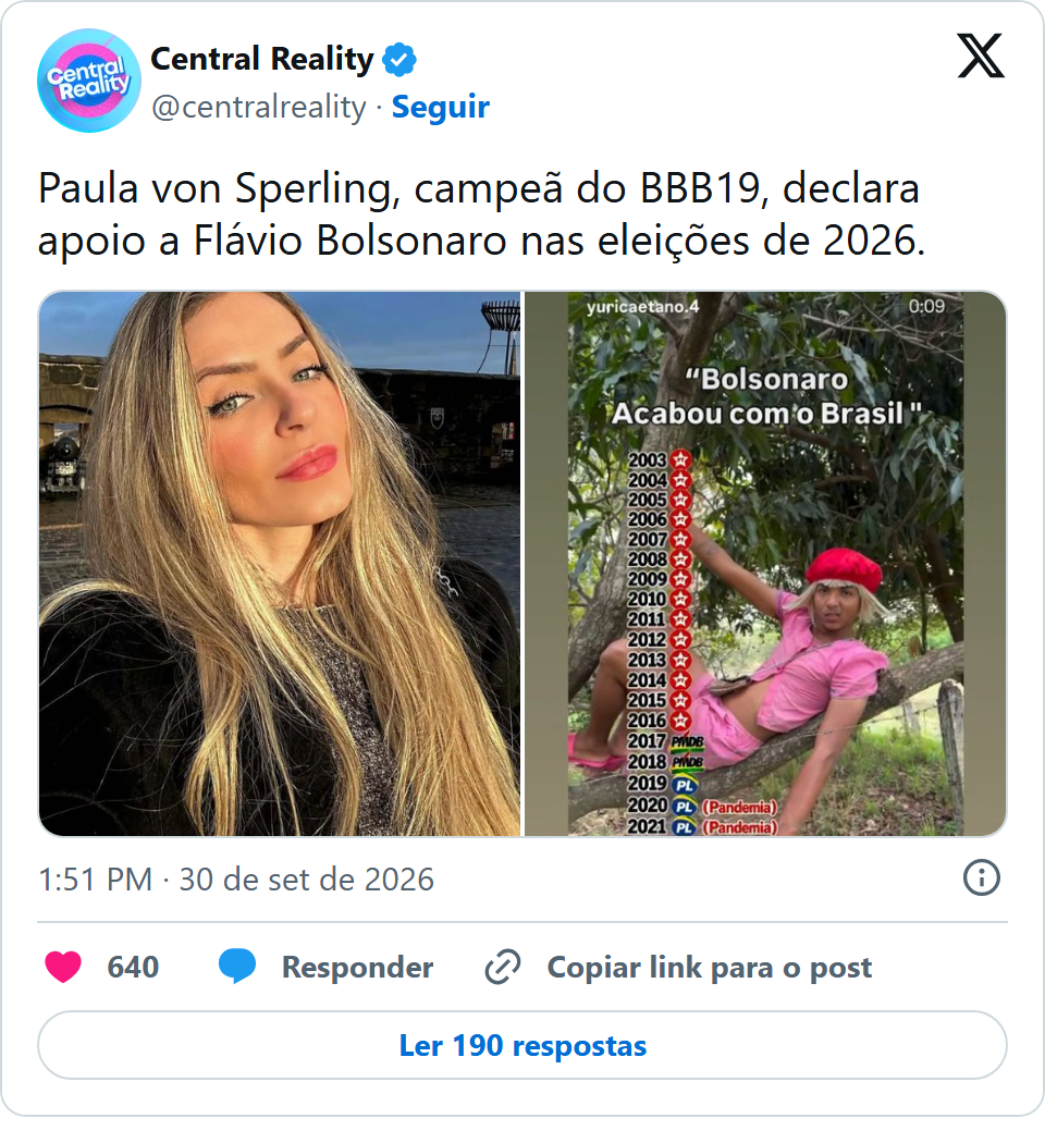 Print arquivado do post de Paula von Sperling em 30/09/2026