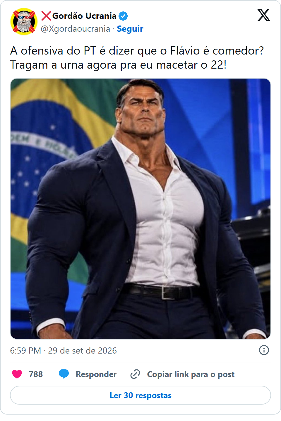 Print arquivado do post de Gordão Ucrânia em 29/09/2026