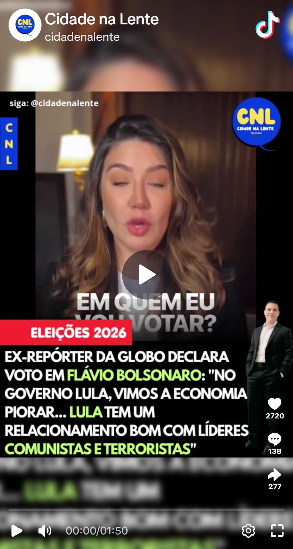 Print arquivado do post de Giovanna Mel Peccin em 02/10/2026