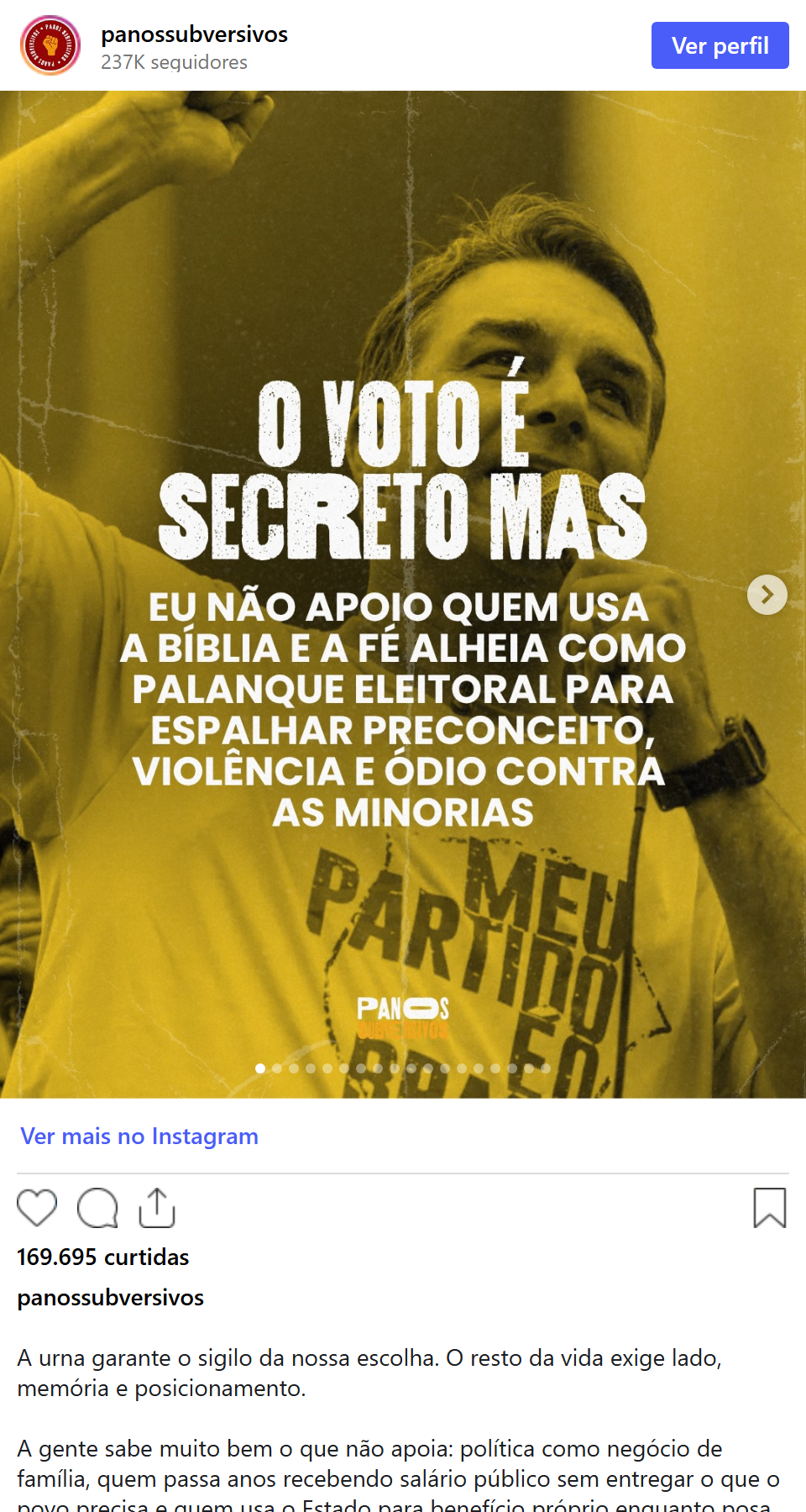 Print arquivado do post de Panos Subversivos em 20/09/2026