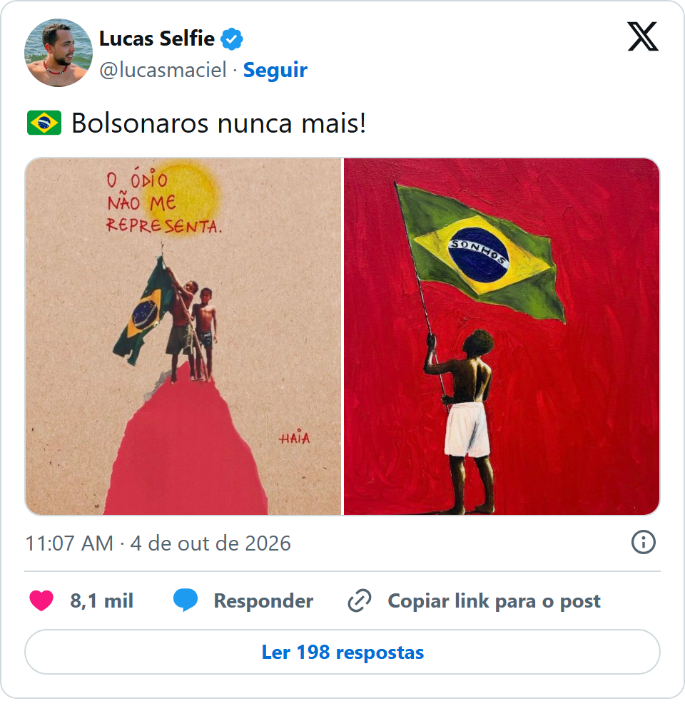 Print arquivado do post de Lucas Selfie em 04/10/2026