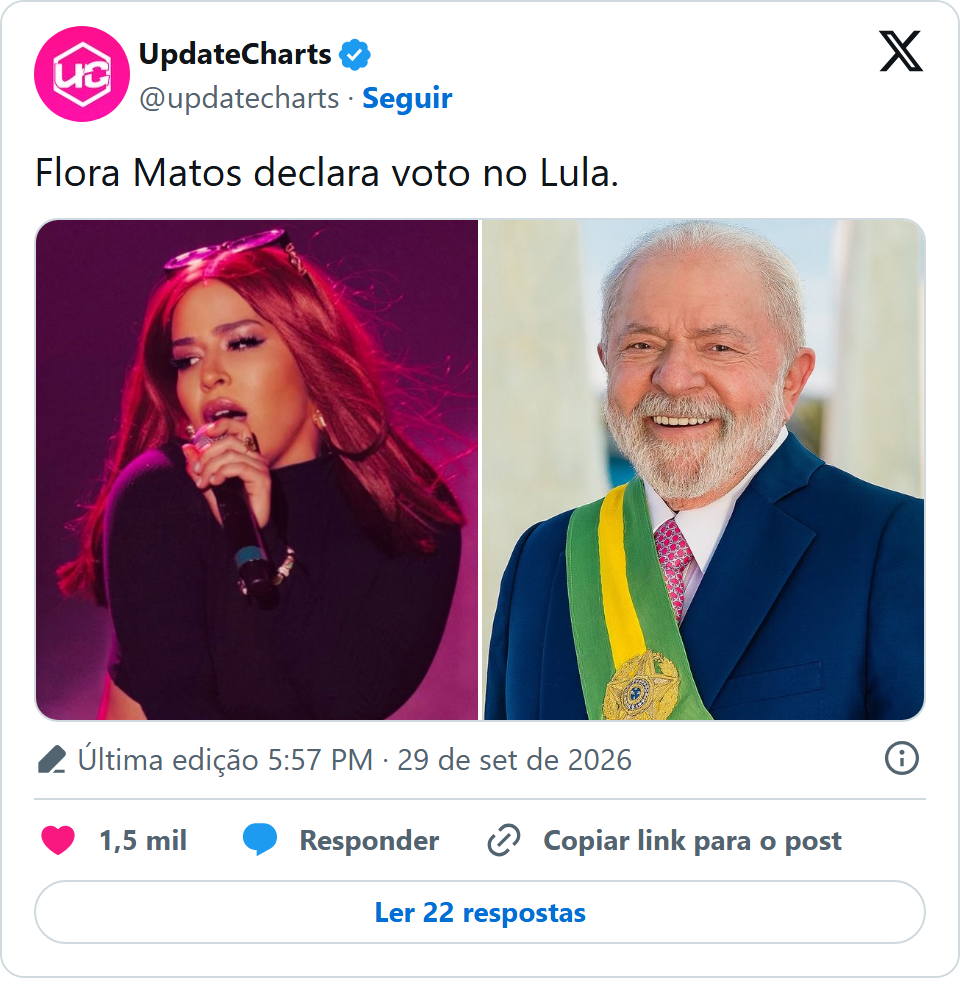 Print arquivado do post de Flora Matos em 29/09/2026