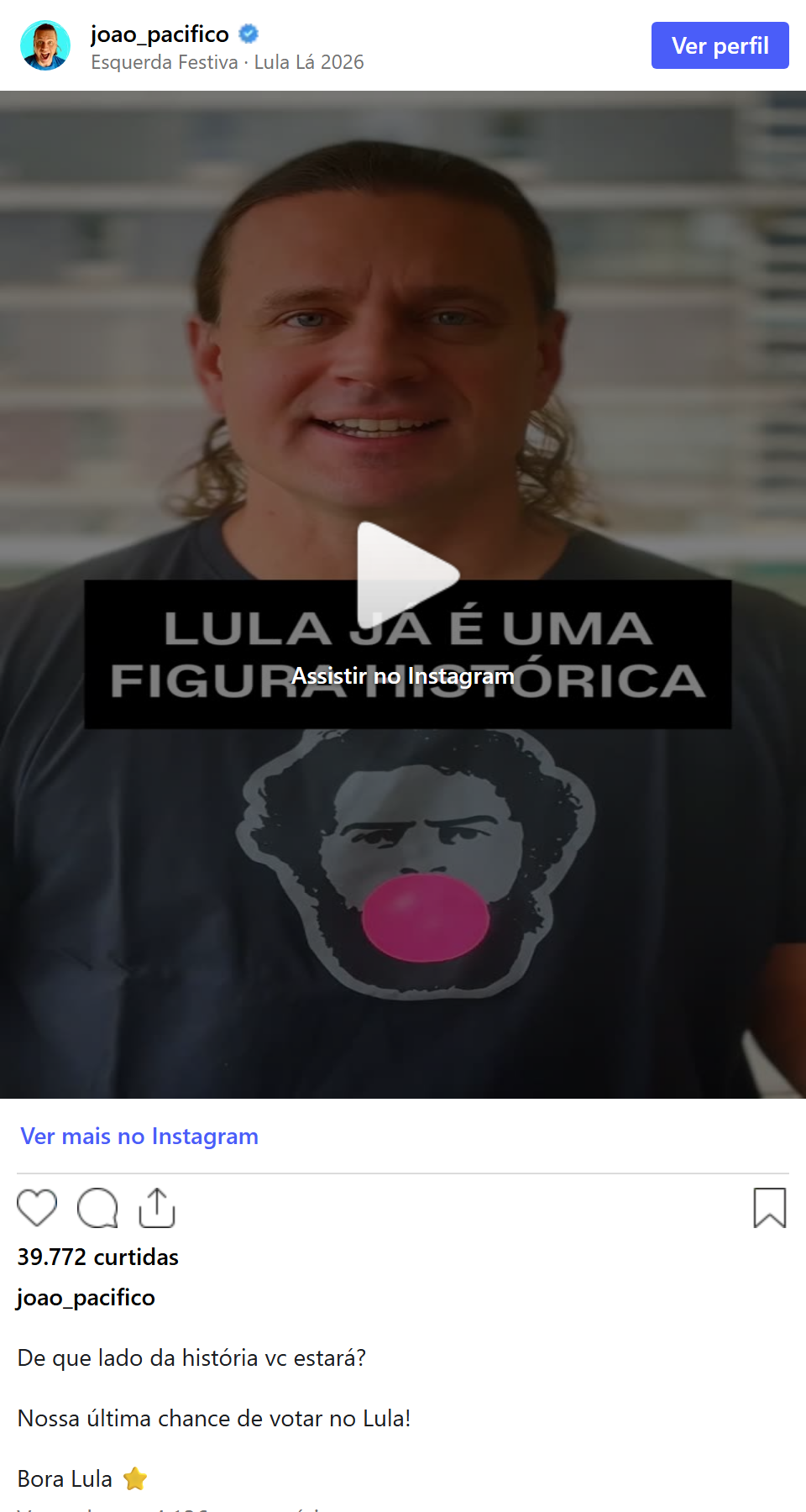 Print arquivado do post de João Paulo Pacífico em 03/10/2026