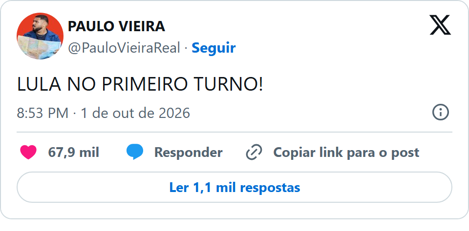 Print arquivado do post de Paulo Vieira em 01/10/2026