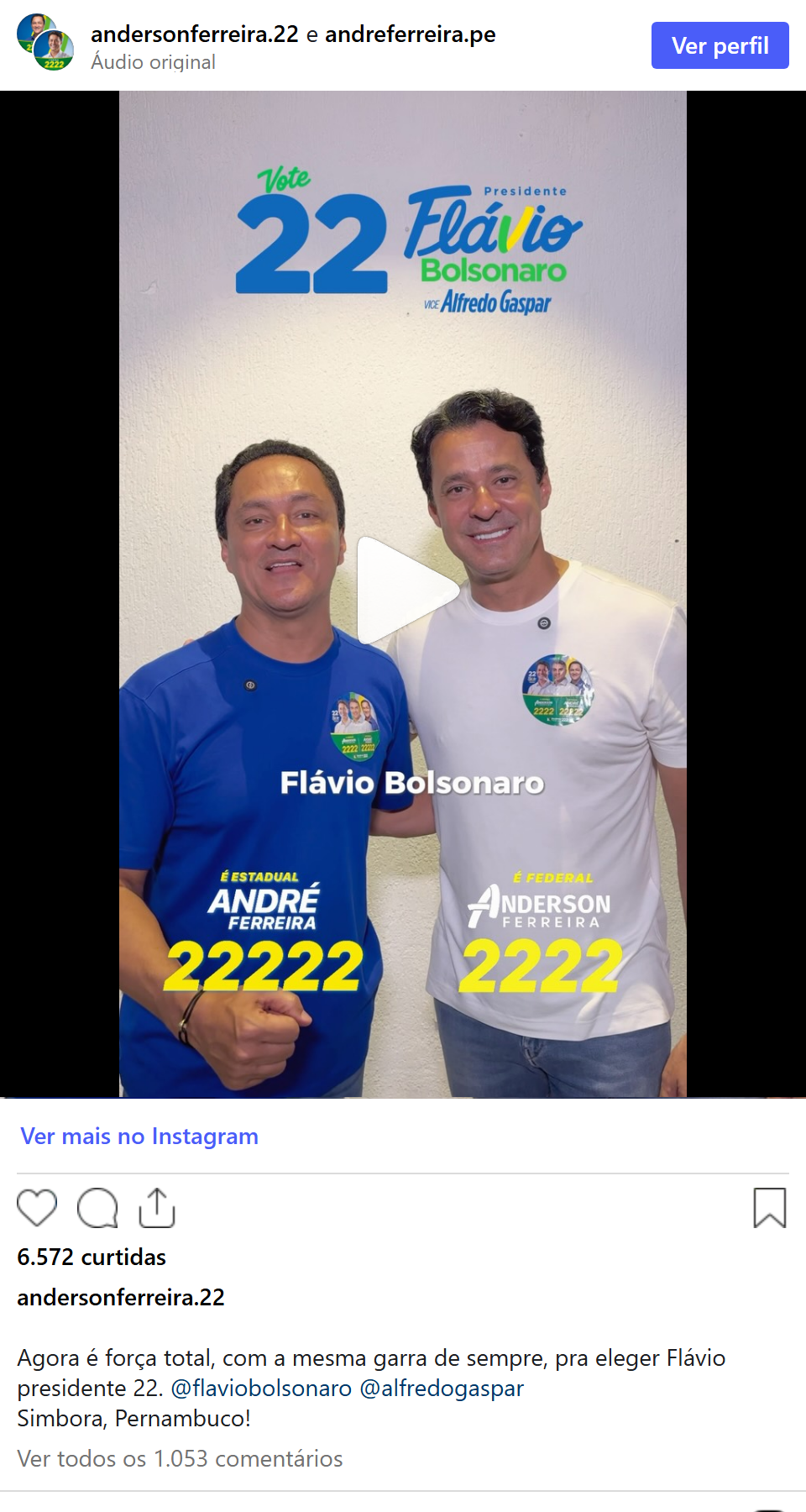 Print arquivado do post de Anderson Ferreira em 05/10/2026