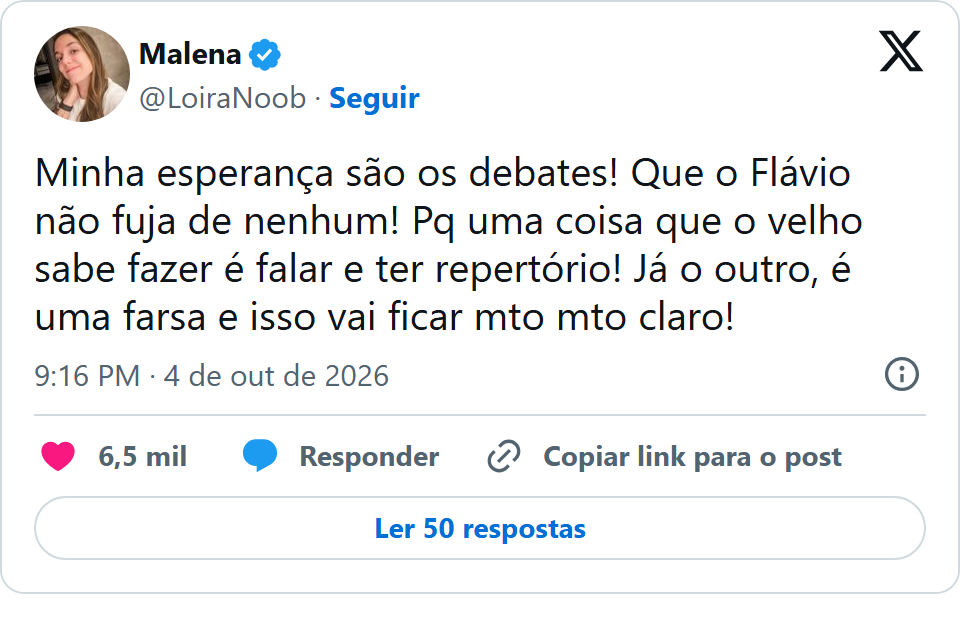 Print arquivado do post de Malena (Malena Nunes) em 04/10/2026