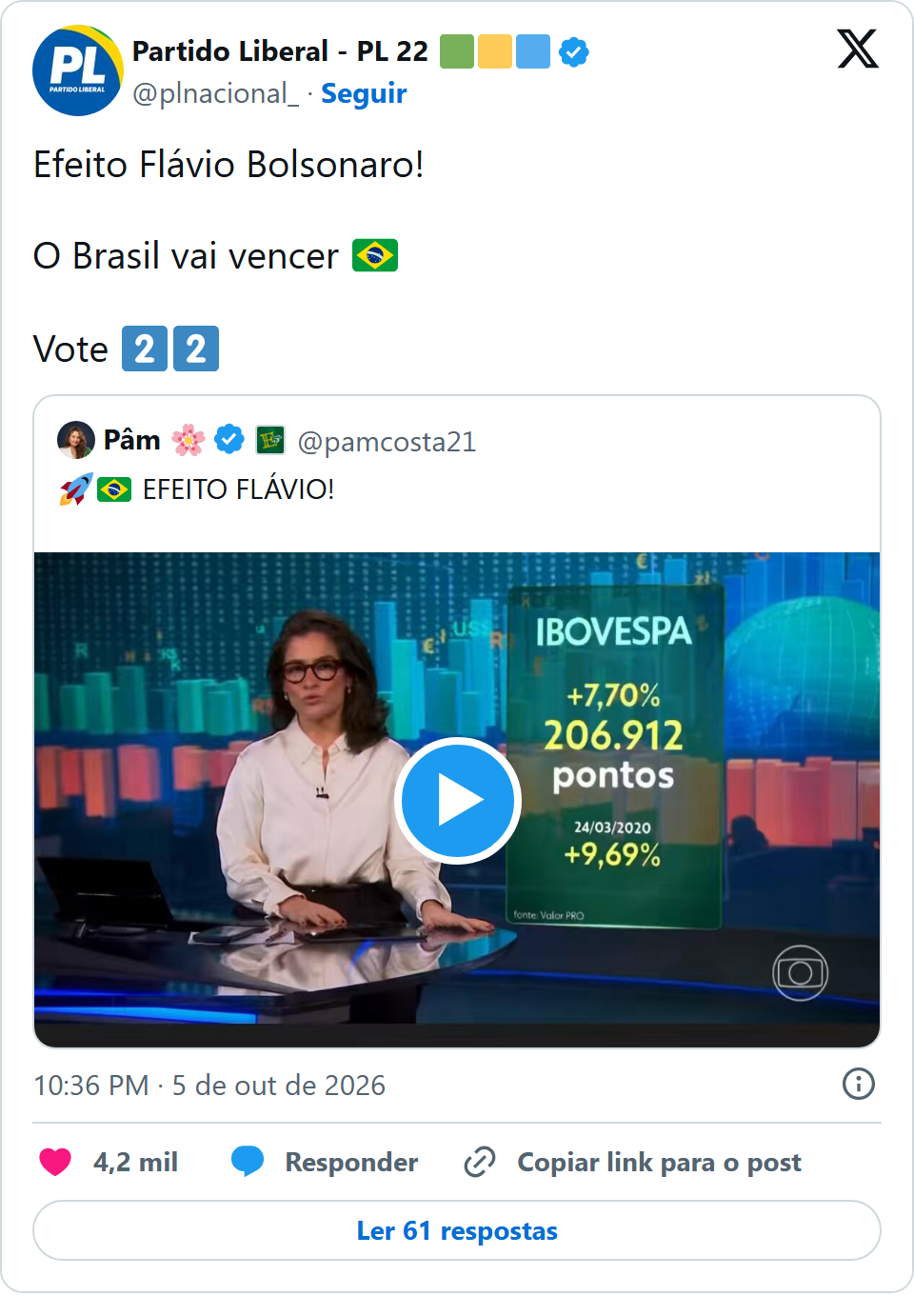 Print arquivado do post de Pâm em 05/10/2026