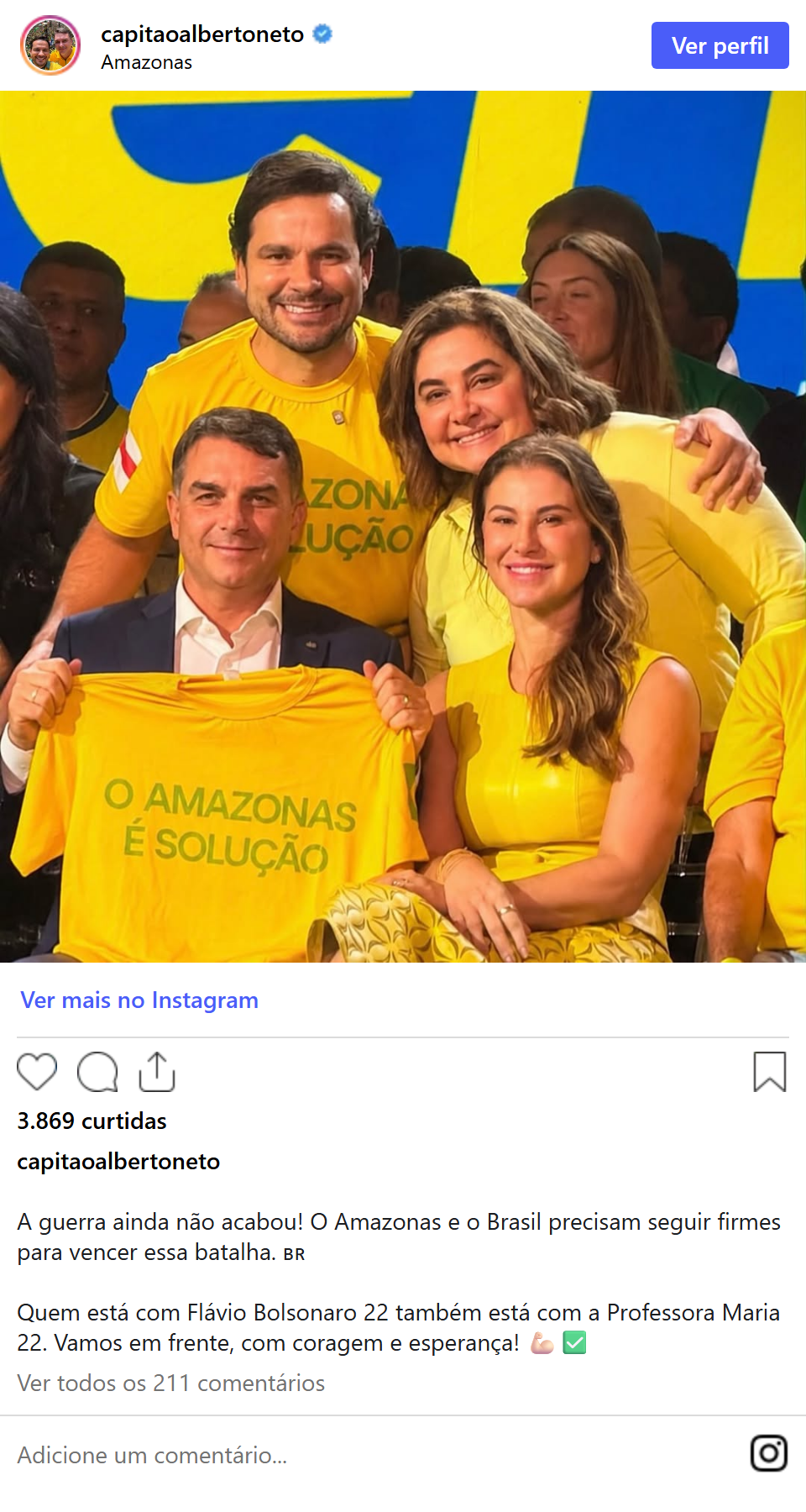 Print arquivado do post de Capitão Alberto Neto em 05/10/2026